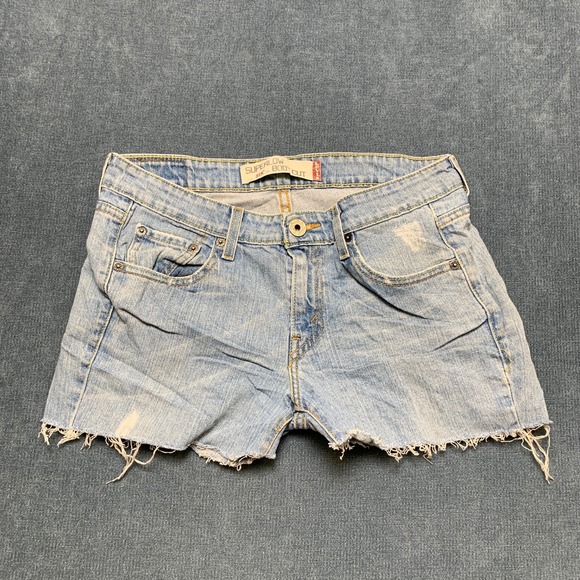 Levi's Pants - Levi's 518 Superlow Cut Off Shorts Womens Blue Denim Light Wash Red Tab Raw Hem